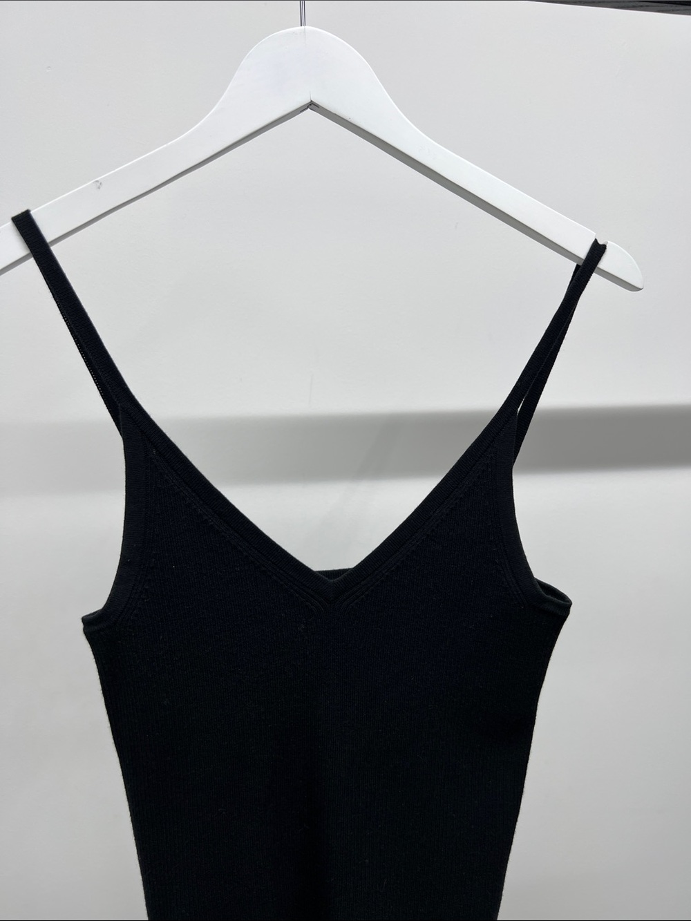INTERMIX Black V-Neck Ribbed Tank Top - Picture 2 of 4